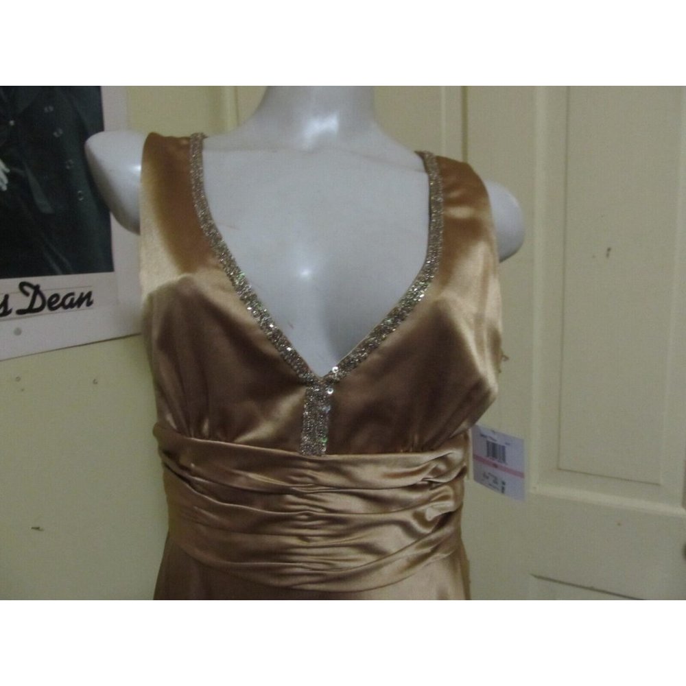 Donna Morgan Dress Size 10 New/Tags Silky Gold Beaded/Sequins